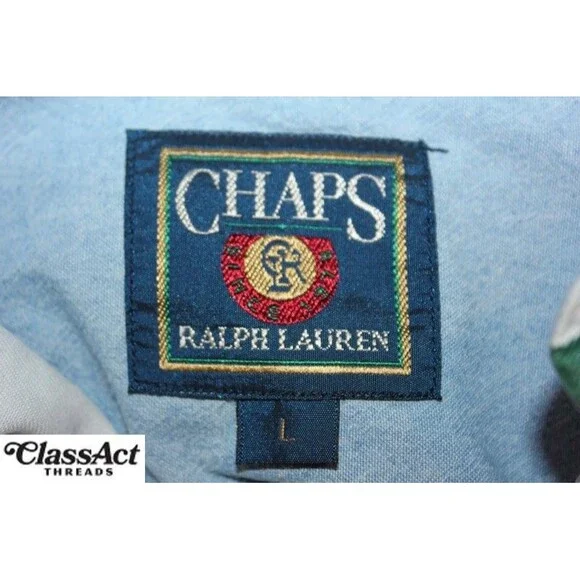 Chaps Ralph Lauren Mens Button Down Shirt White Multi Striped Short Sleeve L - Picture 9 of 9